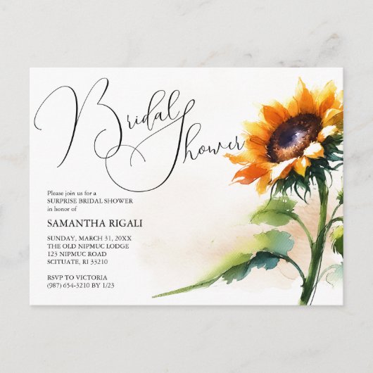 Carte Postale Faire-part Cartons d'invitation de fiançailles Tournesol (Devant)