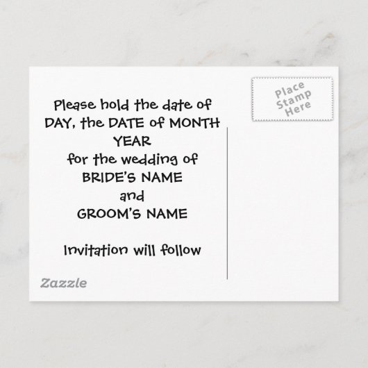 Carte Postale Faire-part Cartoon Mariage couple Enregistrer la date (Dos)