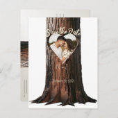 Carte Postale Faire-part Carved Heart Tree Stump Rustique Enregistrer la da (Devant / Derrière)