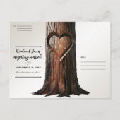 Carte Postale Faire-part Carved Heart Tree Stump Rustique Enregistrer la da (Dos)
