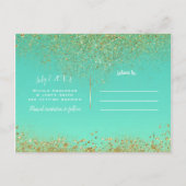 Carte Postale Faire-part Cascading Gold Parties scintillant Glam Trendy Enr (Dos)