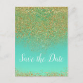 Carte Postale Faire-part Cascading Gold Parties scintillant Glam Trendy Enr (Devant)