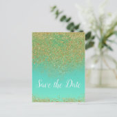 Carte Postale Faire-part Cascading Gold Parties scintillant Glam Trendy Enr (Debout devant)