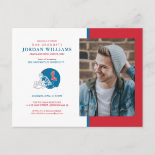 Carte Postale Faire-part Casque de football Ole Miss Bleu clair