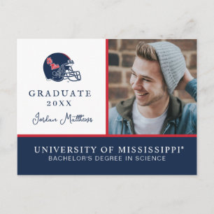 Carte Postale Faire-part Casque de football Ole Miss   Bleu foncé