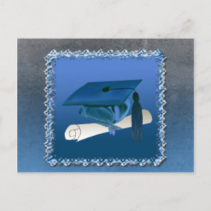 Carte Postale Faire-part Casquette avec pompon et diplôme, remise de diplôm