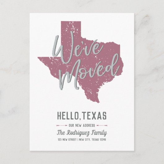 Carte Postale Faire-part Cassis Mauve Nous avons déménagé - Texas (Devant)