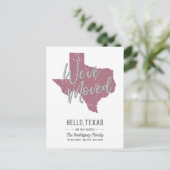 Carte Postale Faire-part Cassis Mauve Nous avons déménagé - Texas (Debout devant)