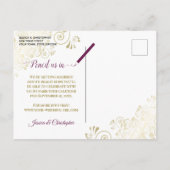 Carte Postale Faire-part Cassis Purple Gold Wedding Enregistrer le calendri (Dos)