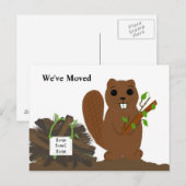 Carte Postale Faire-part Castor avec barrage - Nous avons déménagé (Devant / Derrière)