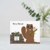 Carte Postale Faire-part Castor avec barrage - Nous avons déménagé (Debout devant)