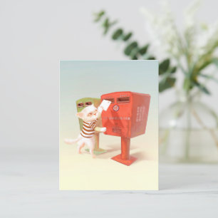 Carte Postale Faire-part Cat Envoyer une lettre