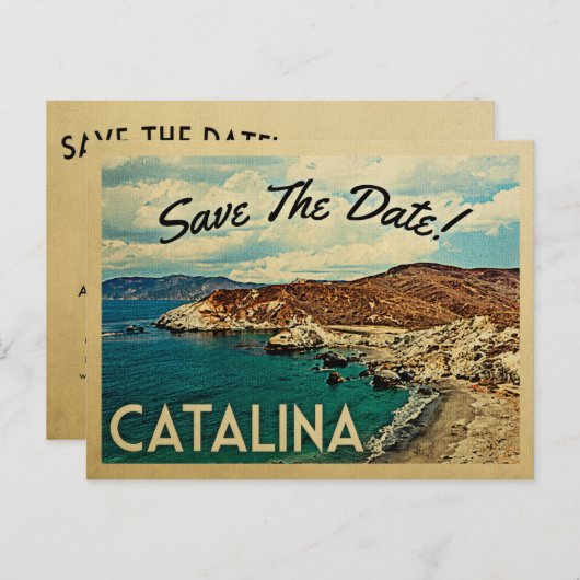 Carte Postale Faire-part Catalina Island Enregistrer La Date Californie Vin (Devant / Derrière)