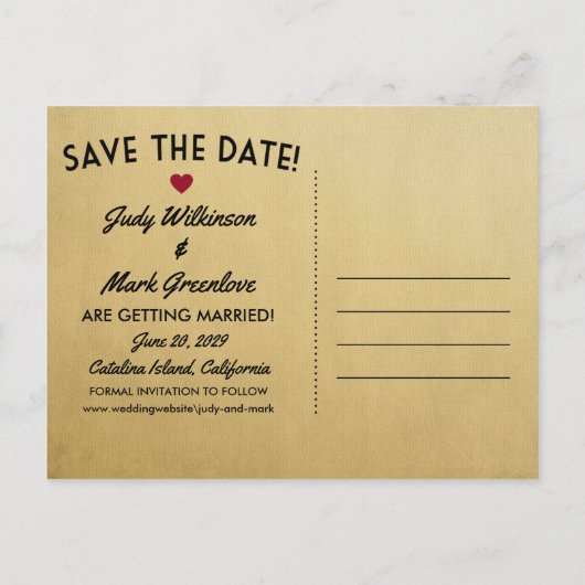 Carte Postale Faire-part Catalina Island Enregistrer La Date Californie Vin (Dos)