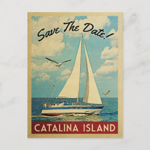 Carte Postale Faire-part Catalina Island Enregistrer La Date Voilier Nautiq