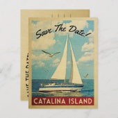 Carte Postale Faire-part Catalina Island Enregistrer La Date Voilier Nautiq (Devant / Derrière)