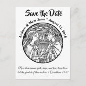 Carte Postale Faire-part catholique SAVE LA DATE Mariage noir & blanc (Devant)
