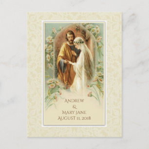 Carte Postale Faire-part Catholique traditionnel ENREGISTRER LA DATE Mariag