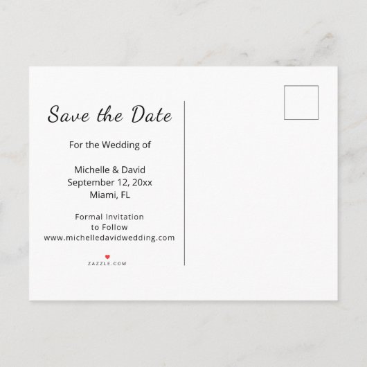 Carte Postale Faire-part Cats Dessin Mariage simple Enregistrer la date ros (Dos)