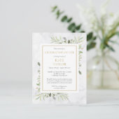 Carte Postale Faire-part Célébration de la vie en marbre de verdure Funérai (Debout devant)