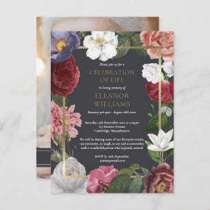 Carte Postale Faire-part Célébration de la vie Rose Floral Photo