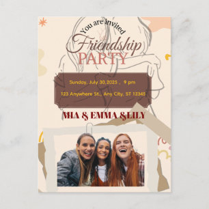 Carte Postale Faire-part Célébration élégante de fête d'amitié avec photo