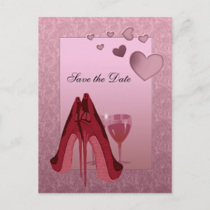 Carte Postale Faire-part Celebration Red Stiletto and Pink Hearts
