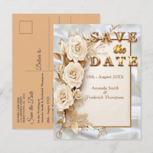 Carte Postale Faire-part Célébrations avec des fleurs blanches autour de so