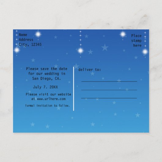 Carte Postale Faire-part Cendrillon Presque Minuit Argent Économisez La Dat (Dos)