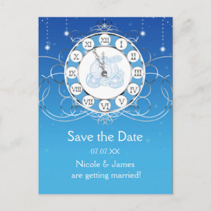 Carte Postale Faire-part Cendrillon Presque Minuit Argent Save The Date