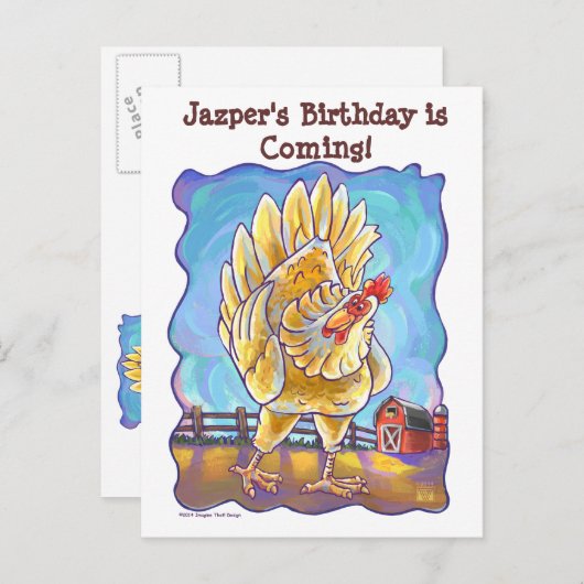 Carte Postale Faire-part Centre de fête au poulet (Devant / Derrière)