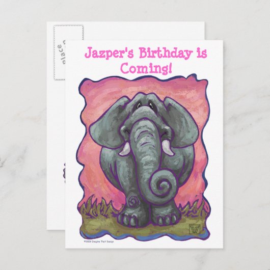 Carte Postale Faire-part Centre du parti des éléphants (Devant / Derrière)