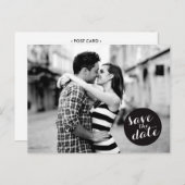 CARTE POSTALE FAIRE-PART CERCLE SOLIDE | ENREGISTRER LA DATE D'ANNONCE (Devant / Derrière)