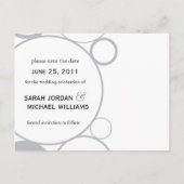 Carte Postale Faire-part Cercles BW Enregistrer la date (Dos)