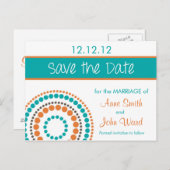 Carte Postale Faire-part Cercles Modernes Enregistrer la Date - Orange & Tu (Devant / Derrière)