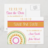 Carte Postale Faire-part Cercles modernes Enregistrer la date - Rose & Oran (Devant / Derrière)