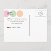 Carte Postale Faire-part Cercles rose, vert, orange Enregistrer la date (Dos)