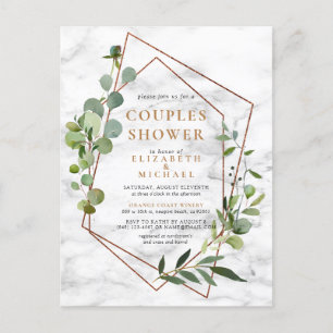 Carte Postale Faire-part Cérémonie de douche de cuivre géométrique Eucalypt