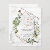 Carte Postale Faire-part Cérémonie de douche de cuivre géométrique Eucalypt (Devant / Derrière)