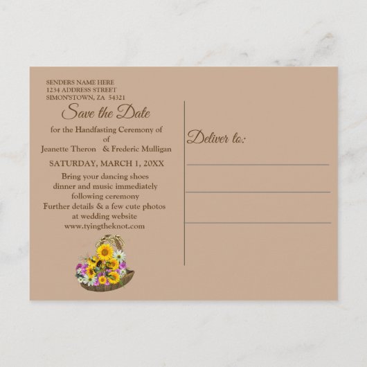 Carte Postale Faire-part Cérémonie de remise de main Enregistrer la date (Dos)