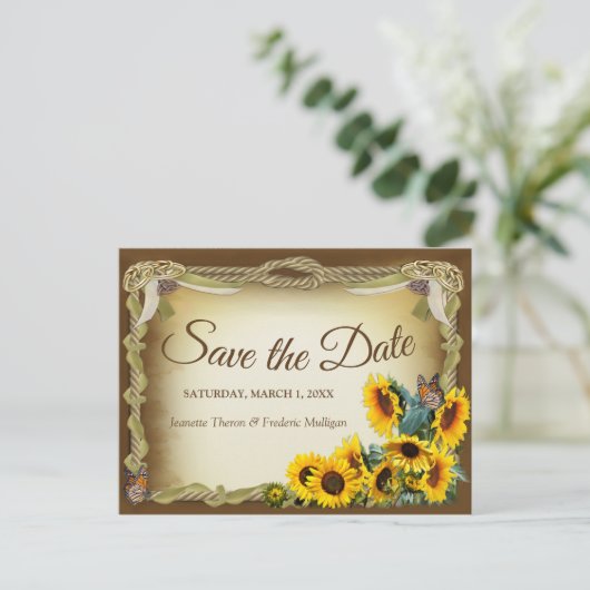 Carte Postale Faire-part Cérémonie de remise de main Enregistrer la date (Debout devant)