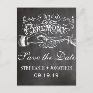 Carte Postale Faire-part Cérémonie sur tableau noir Vintage Save the Date