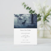 Carte Postale Faire-part Cerf avec Antlers dans le Mariage de Forêt Ombragé (Debout devant)