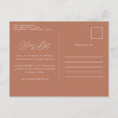 Carte Postale Faire-part Cerf botanique rustique mariage élégant rouille (Dos)