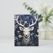 Carte Postale Faire-part Cerf de la forêt enchantée Fleur d'hiver (Debout devant)
