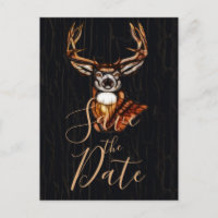 Cerf en Bois Rustique Campagne Enregistrer la Date