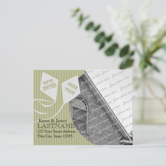 Carte Postale Faire-part Cerfs-volants de changement d'adresse avec photo (Debout devant)