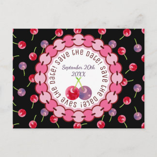 Carte Postale Faire-part Cerises à l'aquarelle pour un anniversaire, Save t