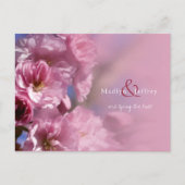 Carte Postale Faire-part cerisier rose fleurs mariage de printemps (Devant)