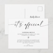 Carte Postale Faire-part C'est le Mariage officiel du Elopement (Devant / Derrière)